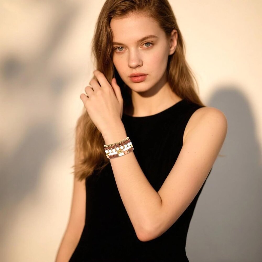 Elastic Layering Bracelets - 13pcs Stackable Boho… - image 7